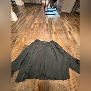 Dark Green Button-Up Blouse